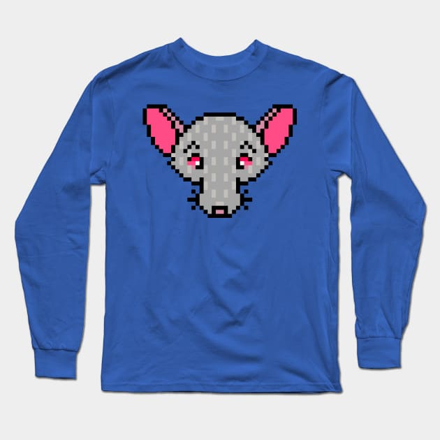 Pixelated Rad Rat (Full Color Version) Long Sleeve T-Shirt by Rad Rat Studios